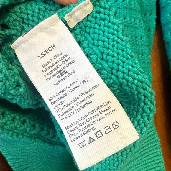 J Crew Balloon Sleeve Pointelle Patina Green Crewneck women’s size XS - Picture 4 of 6